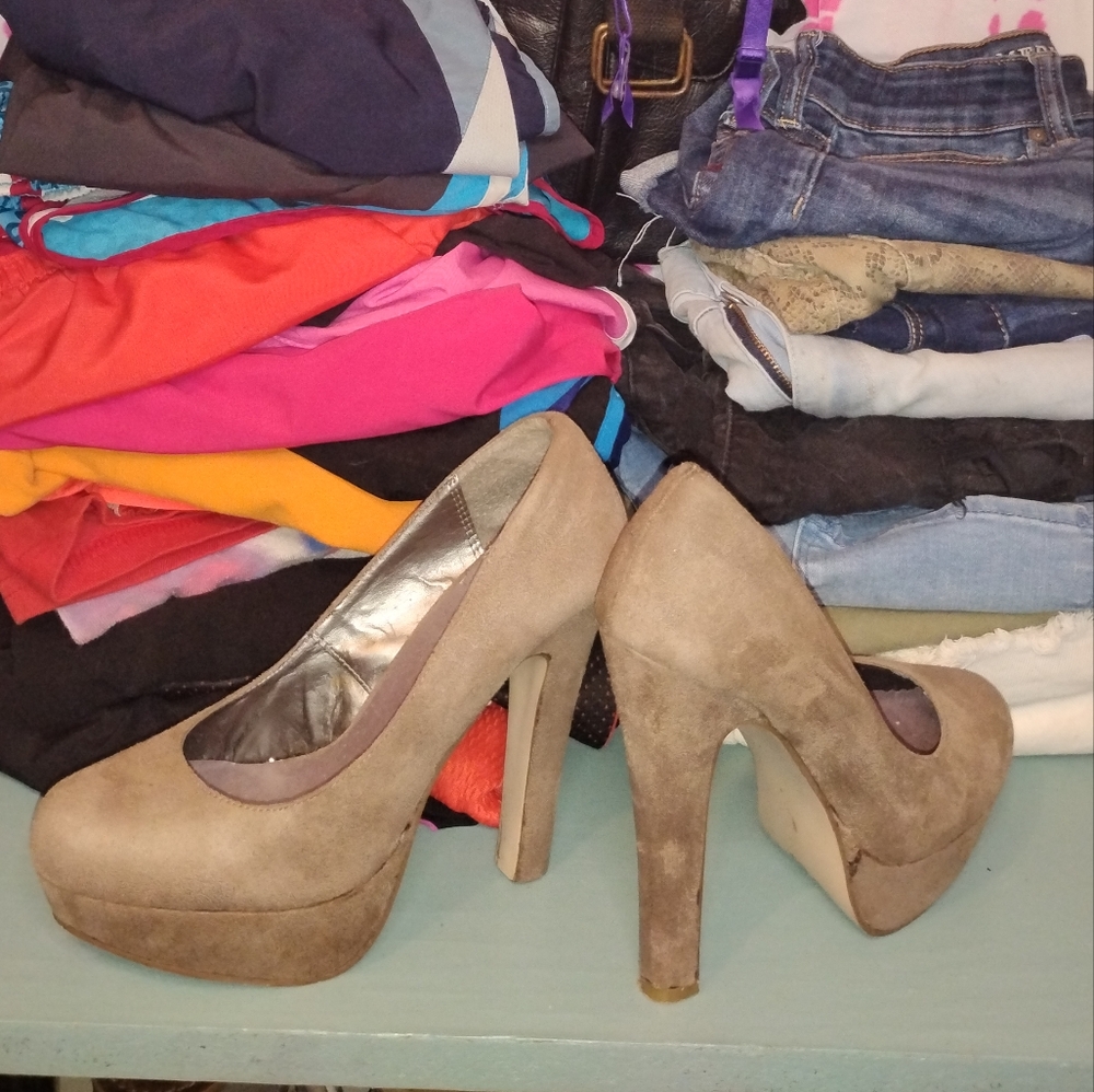 Beige Platform Heels - Picture 2 of 2
